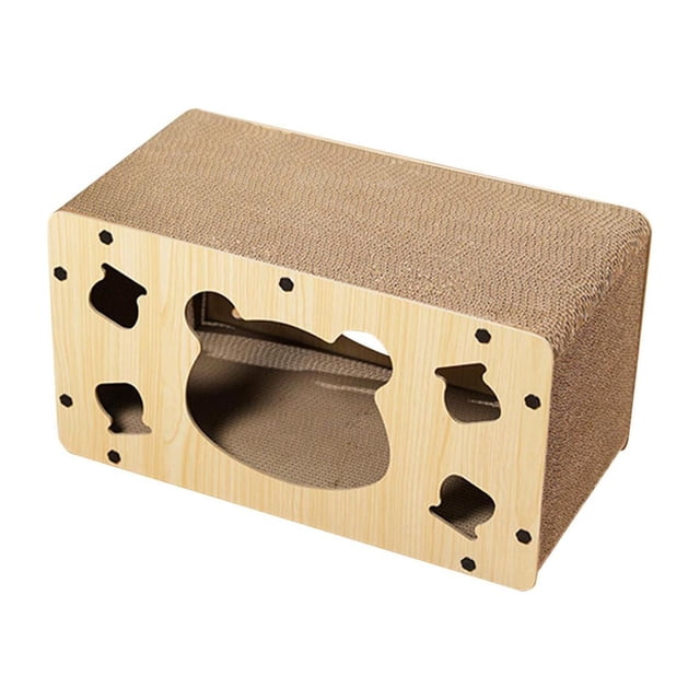 Almohadilla para rascar gatos, cama de casa, material reciclable, patrón ahuecado Oso 50x28x30cm jinwen Almohadillas para rascar gatos