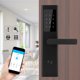 thumbnail image 5 of Cerradura de puerta de madera con llave de contraseña de tarjeta de aplicación Bluetooth ultrafina para el apartamento del hotel en casa, color negro, 5 of 10