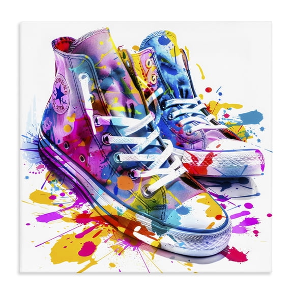 Stupell Industries Modern High Top Sneakers Splash Canvas Art, 17 x 17, by Creative Studio
