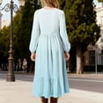 thumbnail image 5 of Posijego Girls Maxi Dress Fall Long Sleeve Crew Neck Tiered Dress Flowy Casual Spring Dresses with Pockets, 5 of 6
