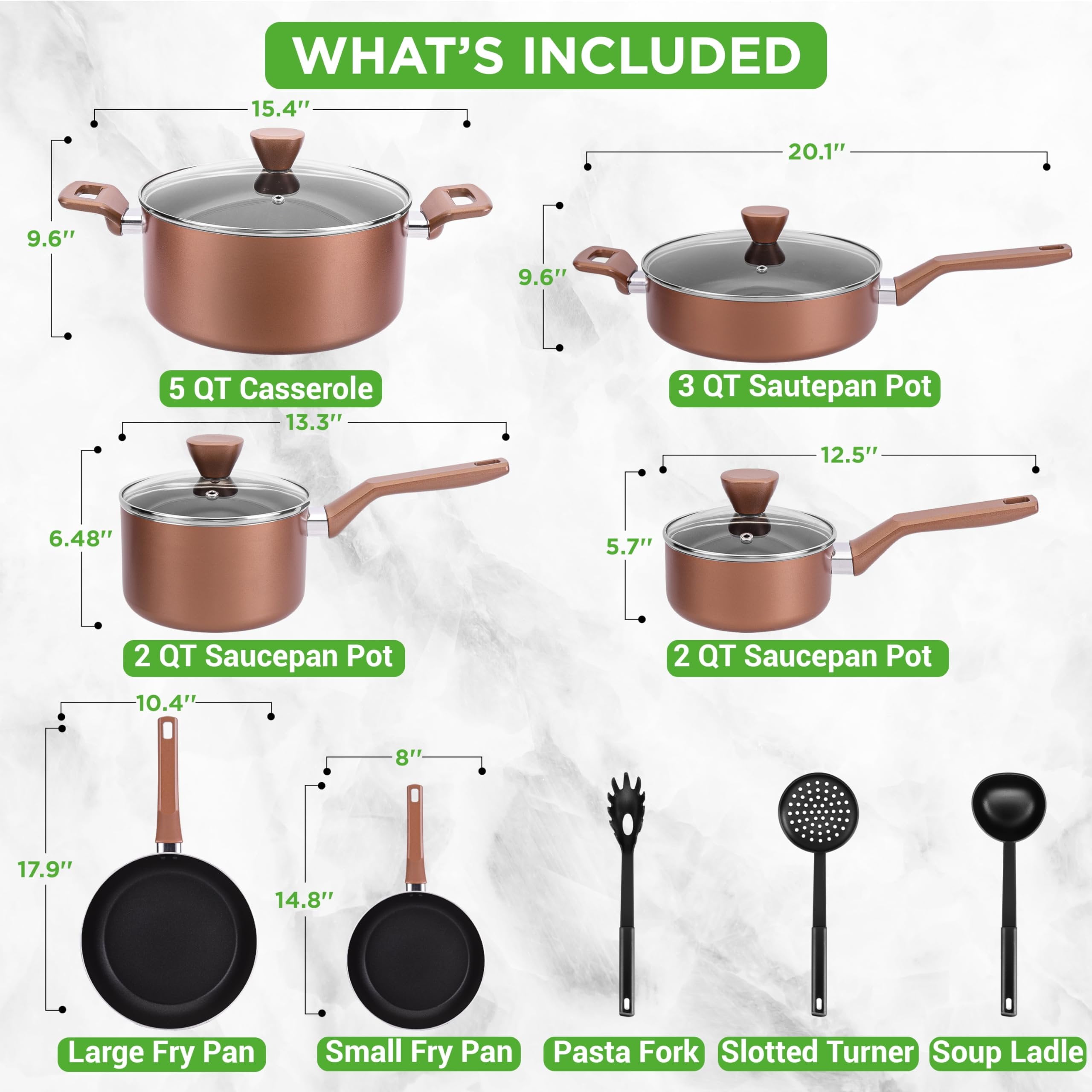 NutriChef Kitchenware Pots & Pans - Stylish Kitchen Cookware Set, Non-Stick (13-Piece Set)