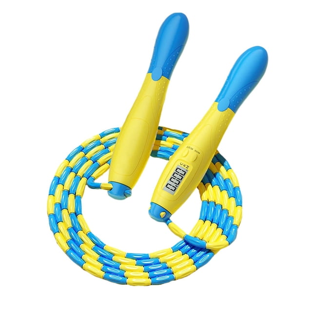 Rope Soft Beaded Portable Skipping Rope with Counters for Keeping Fit Shatterproof Beads Free Rope AntiSlip Handle Blue