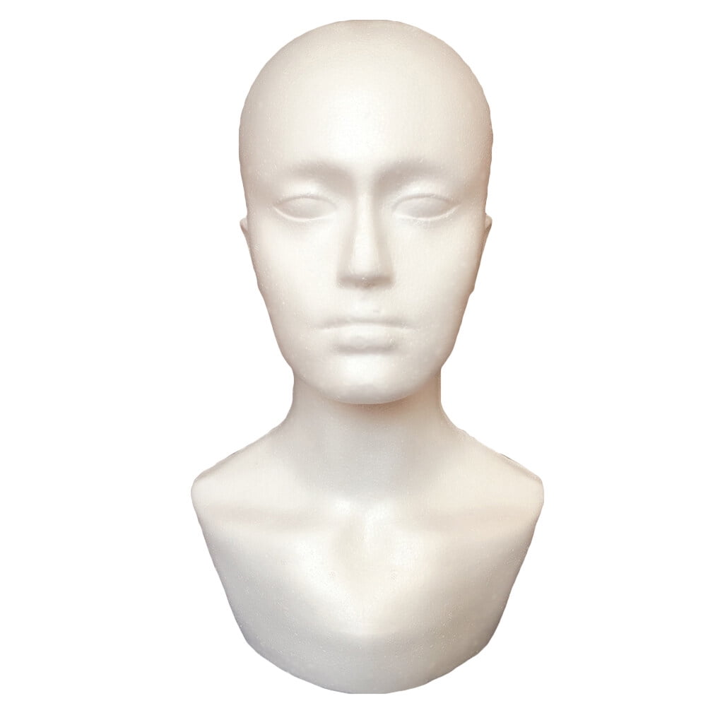 Mannequin Head White Male Face Model Display Manikin Stand for Hat Scarf  Wigs (Short) 