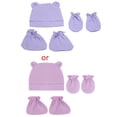 thumbnail image 4 of Manoplas, calcetines, gorro de dormir, gorro cálido para bebés, recién nacidos, niños y niñas, color café, 4 of 5