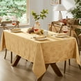 thumbnail image 2 of Newbridge Gold Fancy Fall Leaves Damask Fabric Dining Tablecloth for Thanksgiving, 52 x 52 inch Square, 2 of 6