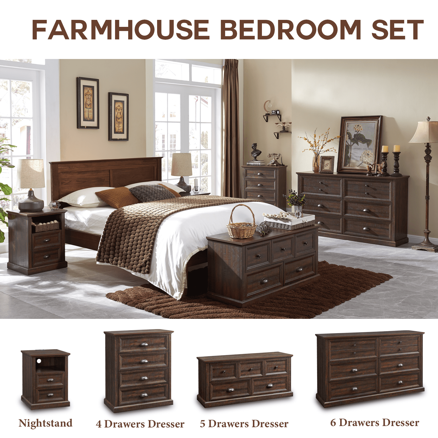 IFGET Dresser for Bedroom with 2 Drawers Tall & Large, Farmhouse Wood Dresser & Chests of Drawers