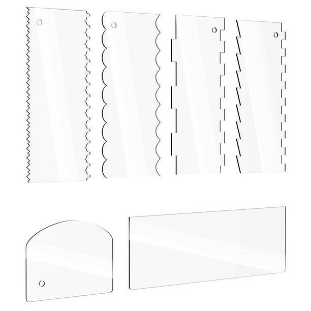 Yuarrent Juego de raspadores de acrílico para pasteles, alisadores transparentes para bordes de pasteles, espátula ergonómica ligera para pasteles, Utensilios de cocina Yuarrent HA018528-00