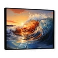 thumbnail image 2 of Designart "Sunrise Hues Blue and Orange Waves III" Coastal Framed Wall Art - Coastal Blue Coastal Waves Entryway Framed Wall Art Print, 2 of 6