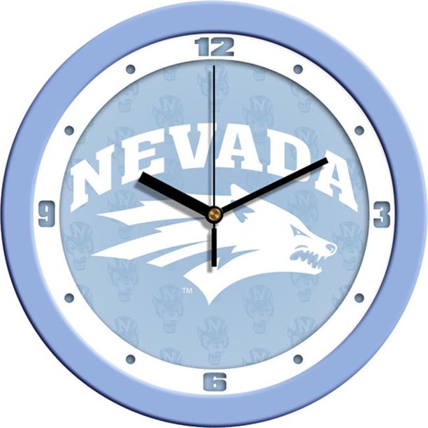 Wolfpack Clock Suntime ST-CO3-NEW-BWCLOCK Nevada Wolfpack-Baby Blue Wall Clock ...