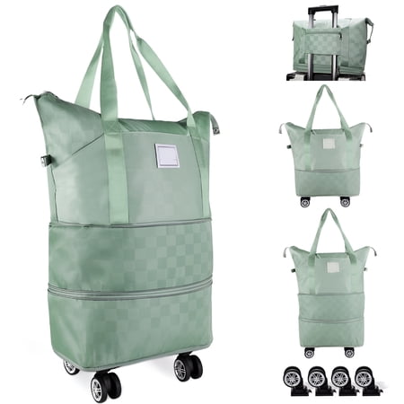 GASTROPOD 2026 New Expandable Rolling Duffle Bag - Large Carry-On with Spinner Wheels,Big Suitcases with Wheels Foldable Weekend Travel Bag,28-58L Capacity(Green)