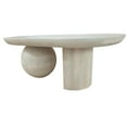 thumbnail image 3 of 38 Inch Coffee Table- Oblong Mango Wood Top with a Modern Ball Leg- Washed White, 3 of 5