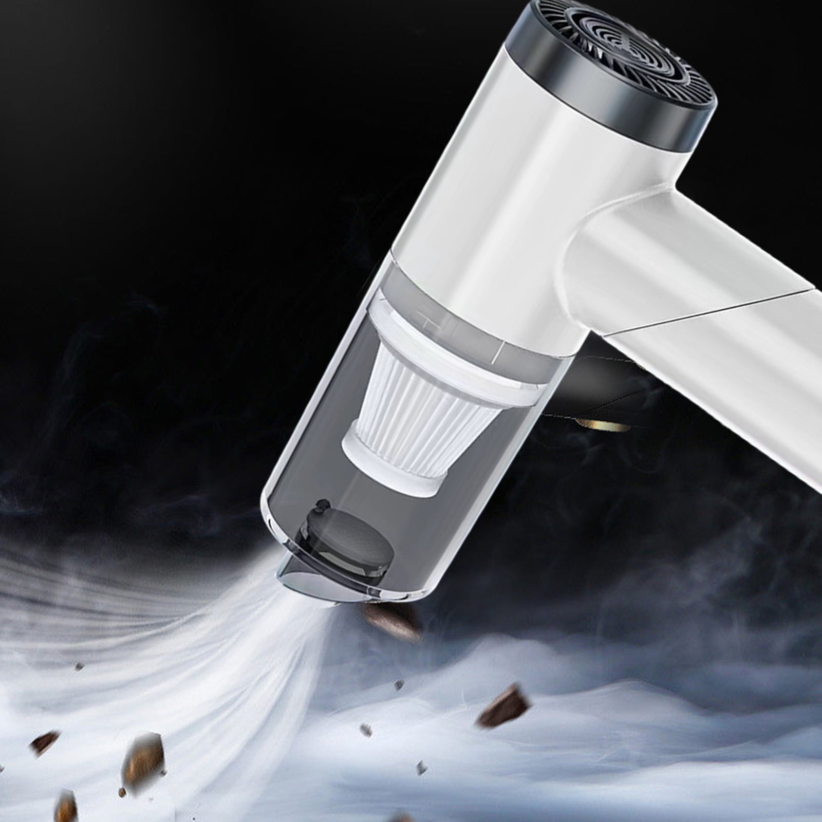 Tuphregyow Portable Cordless Car Vacuum Cleaner - Foldable Dust Buster with Powerful Suction and Filter - Perfect for Small Spaces Cleaning White
