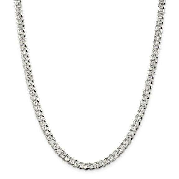 Auriga Fine Jewelry 925 Sterling Silver 6 mm Beveled Curb Chain Necklace for Women 16"