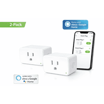2 Pack Smart WiFi Outlet, Alexa Compatible Wall Outlet, Google Home Outlet, SmartThings Outlet, 15A Smart Receptacle, App Controlled Smart Outlet, WiFi Wall Outlet 2 Pack, Voice Control Outlet, Smart