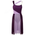 thumbnail image 1 of RUNQHUI Robe Justaucorps Sans Manches en Mesh à Blocs de Couleur pour Femmes, Danse Moderne Contemporaine, Violet TG, 1 of 5