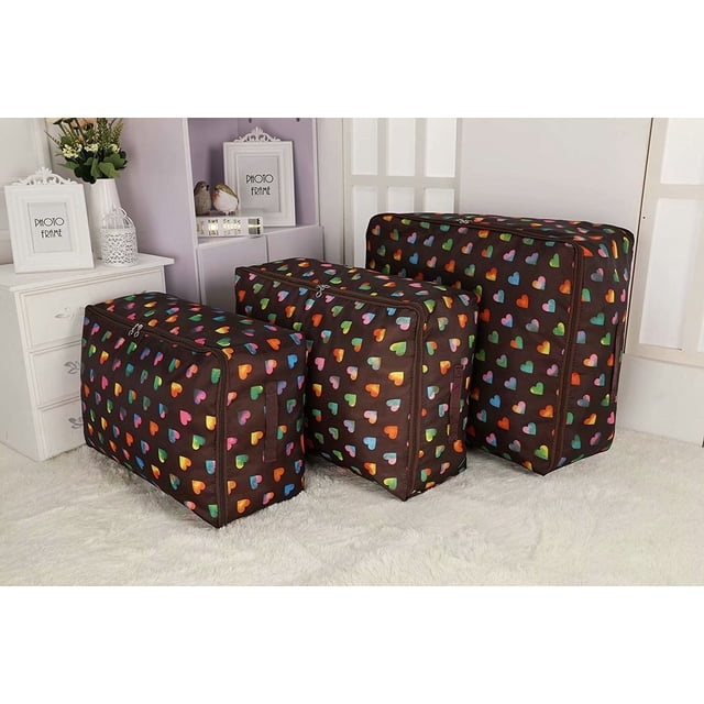 3PCS Oxford Large Clothing Organizer Storage Bags Foldable Comforter Blankets Clothes Storage Bags