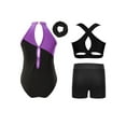 thumbnail image 2 of TSSOE Kids Ballet Dance Outfits Teen Rhythmic Gymnastic Leotard with Shorts Girls Yoga Acrobatics Bodysuit Purple 14, 2 of 7