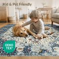 thumbnail image 4 of ODIKA 6'x9' Washable Area Rug Easy Care, Non-Shedding, Cream Boho Vintage Distressed Motif Border Academia Farmhouse for Queen Size Bedroom Under Bed Master Suite, 4 of 7