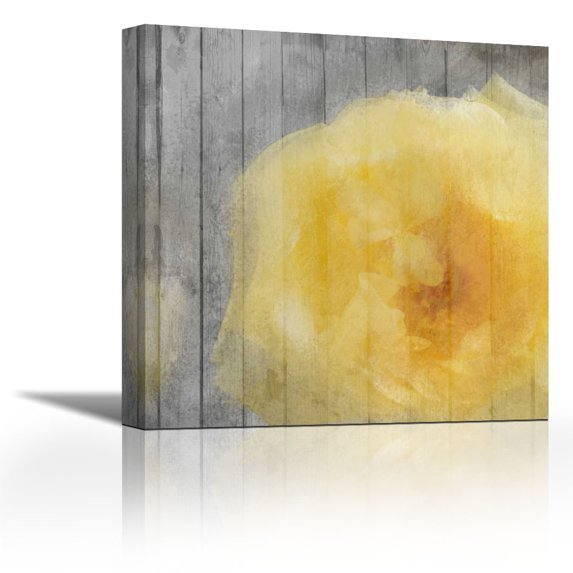 Yellow Bloom Simple - Contemporary Fine Art Giclee on Canvas Gallery Wrap - wall décor - Art painting - 20 x 20 Inch - Ready to Hang