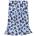 thumbnail image 2 of Honeii Blue Ink Flowers Print Fleece Blanket - Throw Blanket for Bed, Sofa, Couch, Camping, and Travel , Microplush Ultra Soft Warm Blanket-40"x30", 2 of 7
