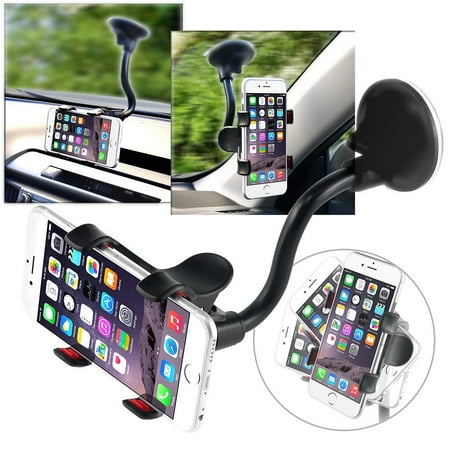 Insten Universal Car Mount Suction Phone Holder Dashboard Windshield Cradle For Cell Phone Smartphone Apple iPhone XS X 8 Plus 7 6 SE 5S iPod Samsung Galaxy S9 S9+ Plus S8 S7 J7 J3 LG Stylo 3 G6 V30