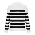 thumbnail image 6 of Blmnix Striped Teacher Shirts Polo White Women Tops Fall Long Sleeve V-Neck Tops, 6 of 6