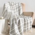 thumbnail image 4 of VERAMUSE Grey Striped Throw Blanket for Couch 50"X60" Lightweight Farmhouse Throw for Bed and Sofa, 4 of 5