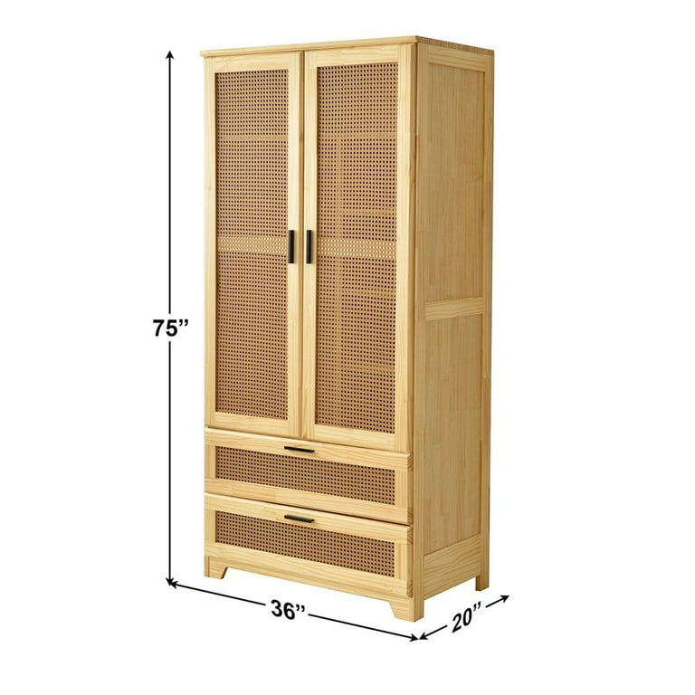 hide Closet Collection【美品】 Better Home Products Stylish Pine Wood Closet with Rattan