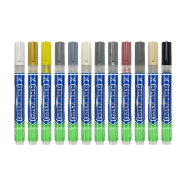 12-Pack Gray Tile Grout Repair Pen Set with 12 Ultra-Fine 2.5mm Replacement Tips – Fast-Drying, SGS-Certified Waterproof & Mold-Resistant Formula for 2-5mm Narrow Gaps on Wall/Floor Tiles, 15-Minute