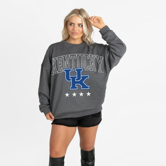 Women's Gameday Couture Charcoal Kentucky Wildcats Oversized Rising Stars Premium Fleece Drop Shoulder Sweatshirt