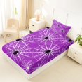 thumbnail image 4 of Feelyou Kawaii Spider Web Twin Sheets, Cartoon Animal Bedding, Violet, 3pcs, 1 Flat Sheet, 1 Fitted Sheet and 1 Pillowcase, 4 of 5
