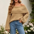 thumbnail image 4 of Wenini Women's Shoulder Solid Color Knit Sweater Top Long Sleeve Loose Casual Pullover Top, 4 of 7