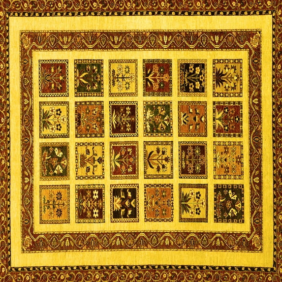 Ahgly Company Indoor Square Abstract Yellow Modern Area Rugs, 6' Square