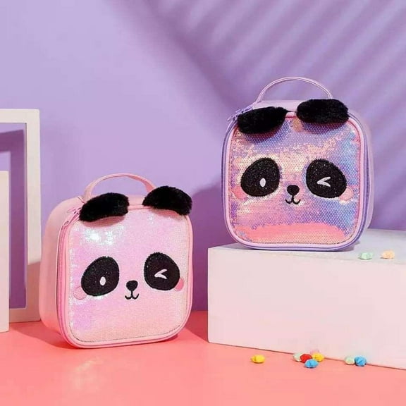 Cute Sequin Panda Makeup Bag