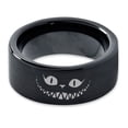 thumbnail image 2 of Tungsten Alice in Wonderland Cheshire Cat Band Ring 9mm Men Women Comfort Fit Black Flat Cut Brushed Polished, 2 of 4