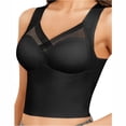 thumbnail image 2 of PInxai Longline Bras for Women Mesh Wide Straps Breathable Smoothing Back Bras Comfy Supportive Built in Bra Tank Tops,Black,L, 2 of 5