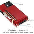 thumbnail image 4 of Case for iPhone 12/iPhone 12 Pro 6.1 inch, PU Leather Zipper Wallet Case with Card Holder Slots with Crossbody Wrist Strap Kickstand Magnetic Clasp Bumper Flip Case Cover - Red, 4 of 15