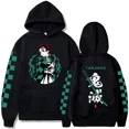 thumbnail image 1 of Sudadera con capucha con estampado de anime popular, sudadera con capucha cálida de vellón con diseño de Demon Slayer Blade, 1 of 6