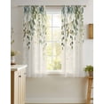 thumbnail image 4 of Sage Green Sheer Curtains 45 Inch Length 2 Panels Set for Living Room/Bedroom, Eucalyptus Leaves Kitchen Curtains with Grommet Semi-Sheer Curtains Drapes Voile Window Treatments 42"x45"x2, 4 of 7
