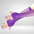 thumbnail image 6 of Eosunjian 1 Pair High Elastic Fishnet Gloves Arm Cover Nylon Elbow Length Half Finger Mesh Gloves Costume Accessory (Royal Blue), 6 of 13