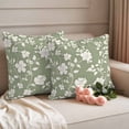 thumbnail image 2 of White Spring Floral Outdoor Waterproof Pillow Covers, Summer Flowers Sage Green Pastoral Decorative Square Throw Pillowcase Sofa Cushion Sham for Patio/Couch/Chair, 18"x18" 2 Pack, 2 of 8