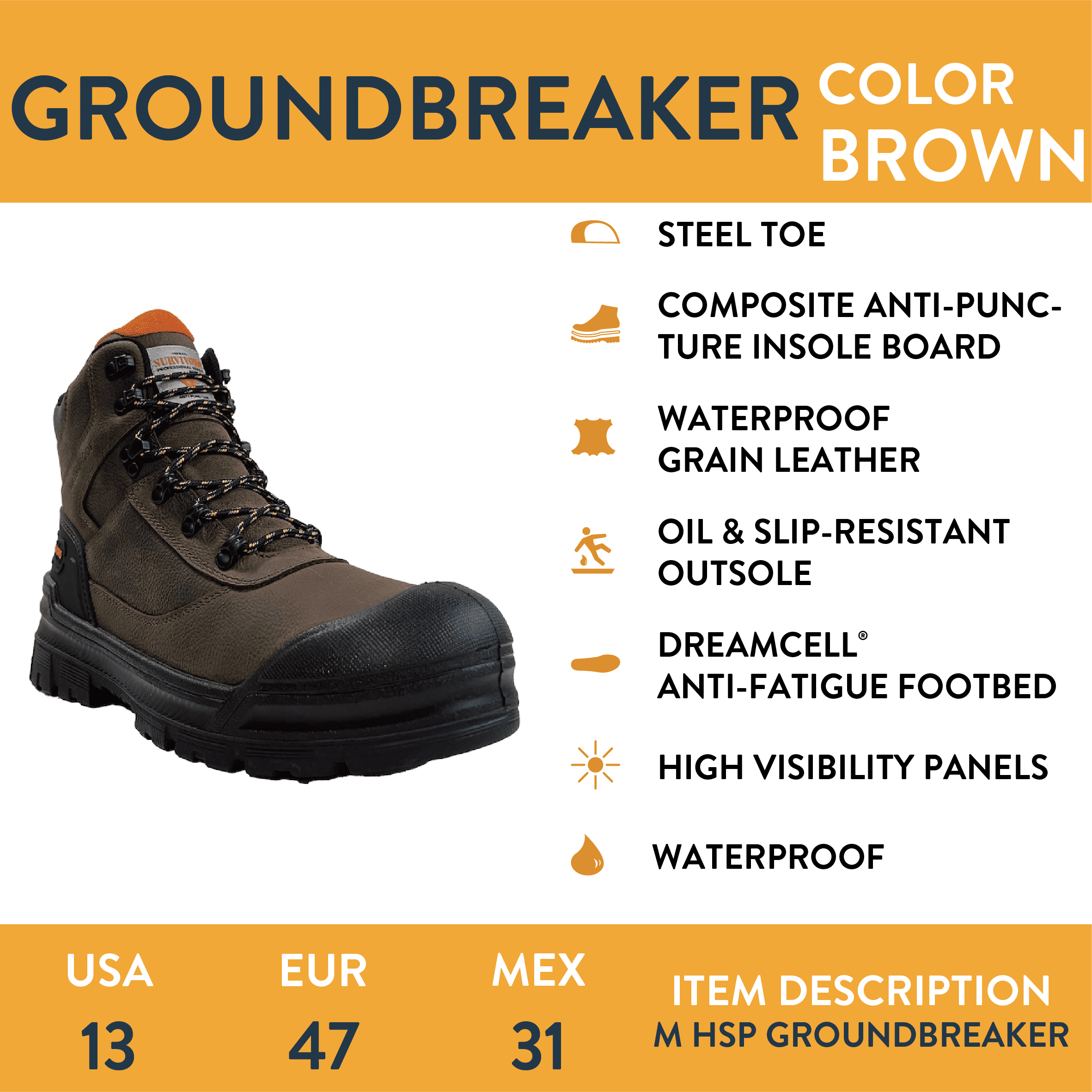 Herman Survivors Men's Groundbreaker Steel Toe Work Boots