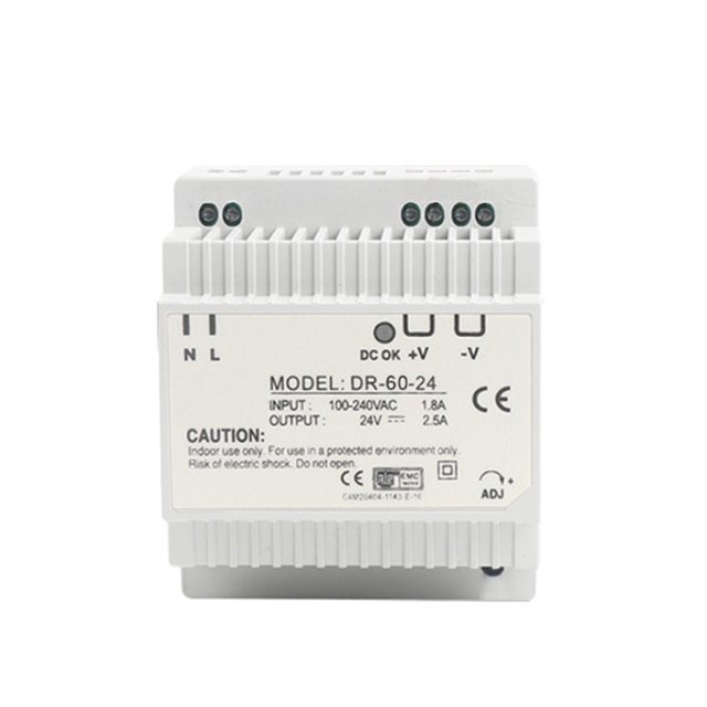 Scienceny DR-60-24 Fuente de alimentación de riel DIN de salida única de 60 W y 24 V Fuente de alimentación conmutada de CA/CC Herramientas y ferretería