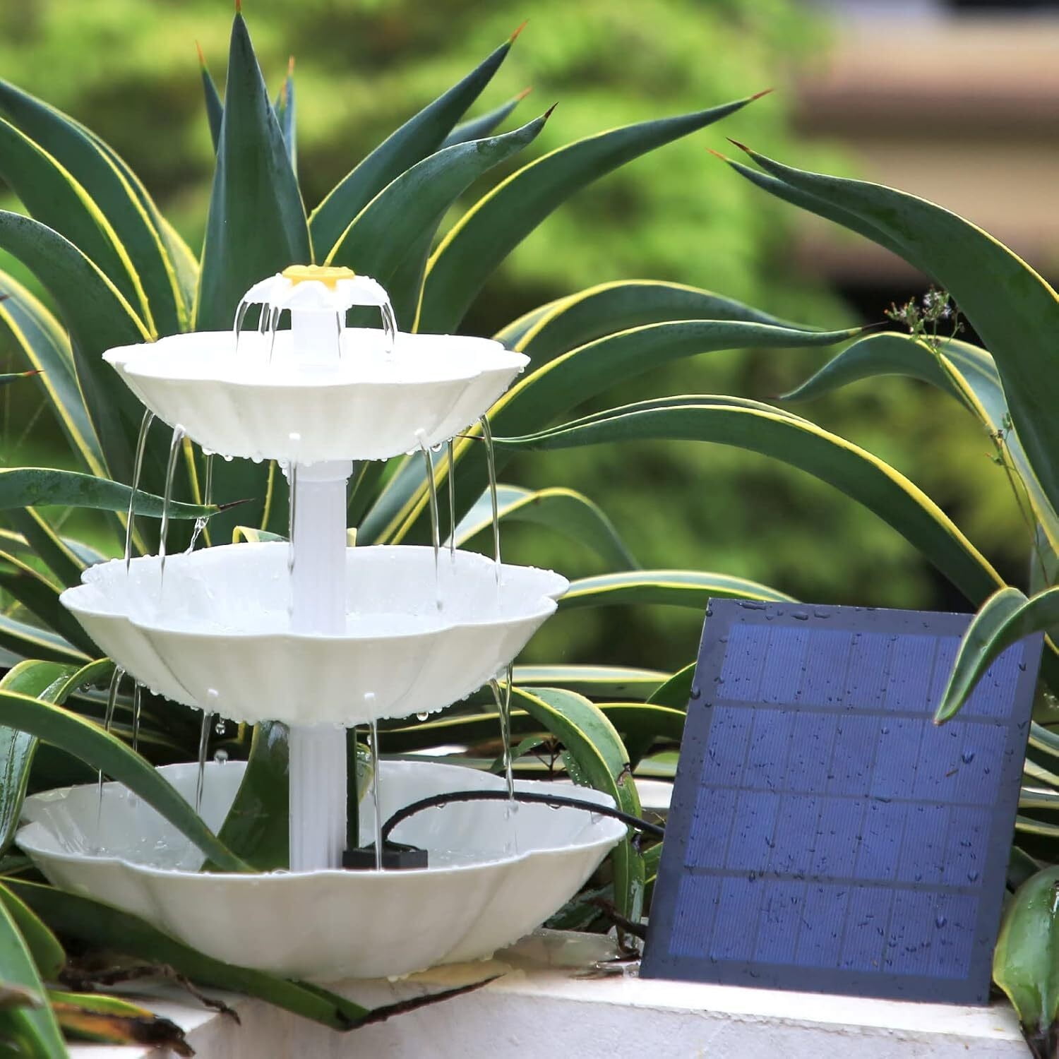 3 Tiered Bird Bath with 3.5W Solar Pump, DIY Solar Fountain Outdoor Bird Feeder