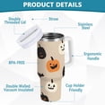 thumbnail image 2 of Yayeee 40oz Stainless Steel Tumbler with Straw and Handle Double-Wall Insulated Travel Water Bottle, Beige Halloween Pumpkin, 2 of 8