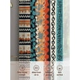 thumbnail image 6 of Bohemian Patterns Sheer Curtains 45 inches Long 2 Panels Set Retro Seamless Stitching Tiers Sheers Rod Pocket Small Window Short Curtains for Kitchen Cafe, Each 52" W x 45" L, 6 of 7