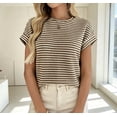 thumbnail image 3 of yillto Women Cap Short Sleeve Tops Sweater Casual Summer Knit Blouse Crewneck Business Dressy Lightweight Sweaters, 3 of 8