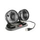 thumbnail image 2 of Ventilador de coche de doble cabeza ajustable USB | Ventilador portátil giratorio de 360° | Ajustes de 2 velocidades | Bajo nivel de ruido, alta eficiencia | Para uso en coche, hogar, exterior, RV, 2 of 2