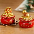 thumbnail image 7 of Lohuatrd Fortune Money Bag Ornament Resin Red Lucky Bag Statue Festive Table Decor for New Year Spring Festival, 7 of 7