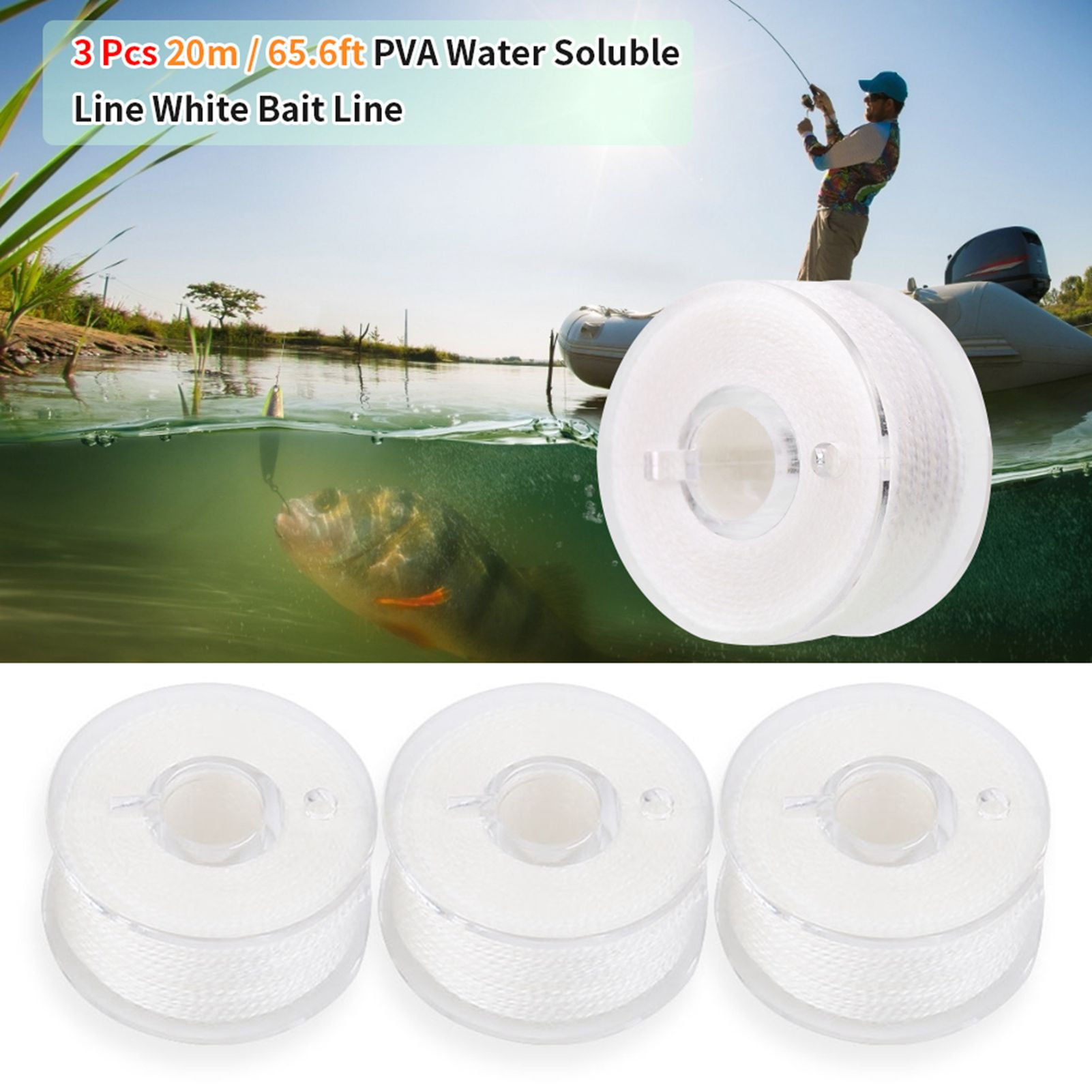 Ligne PVA 3 Pièces Pour Pêche – Hydrosoluble, 20 Mètres Par Rouleau, Se Dissout En 20 Secondes